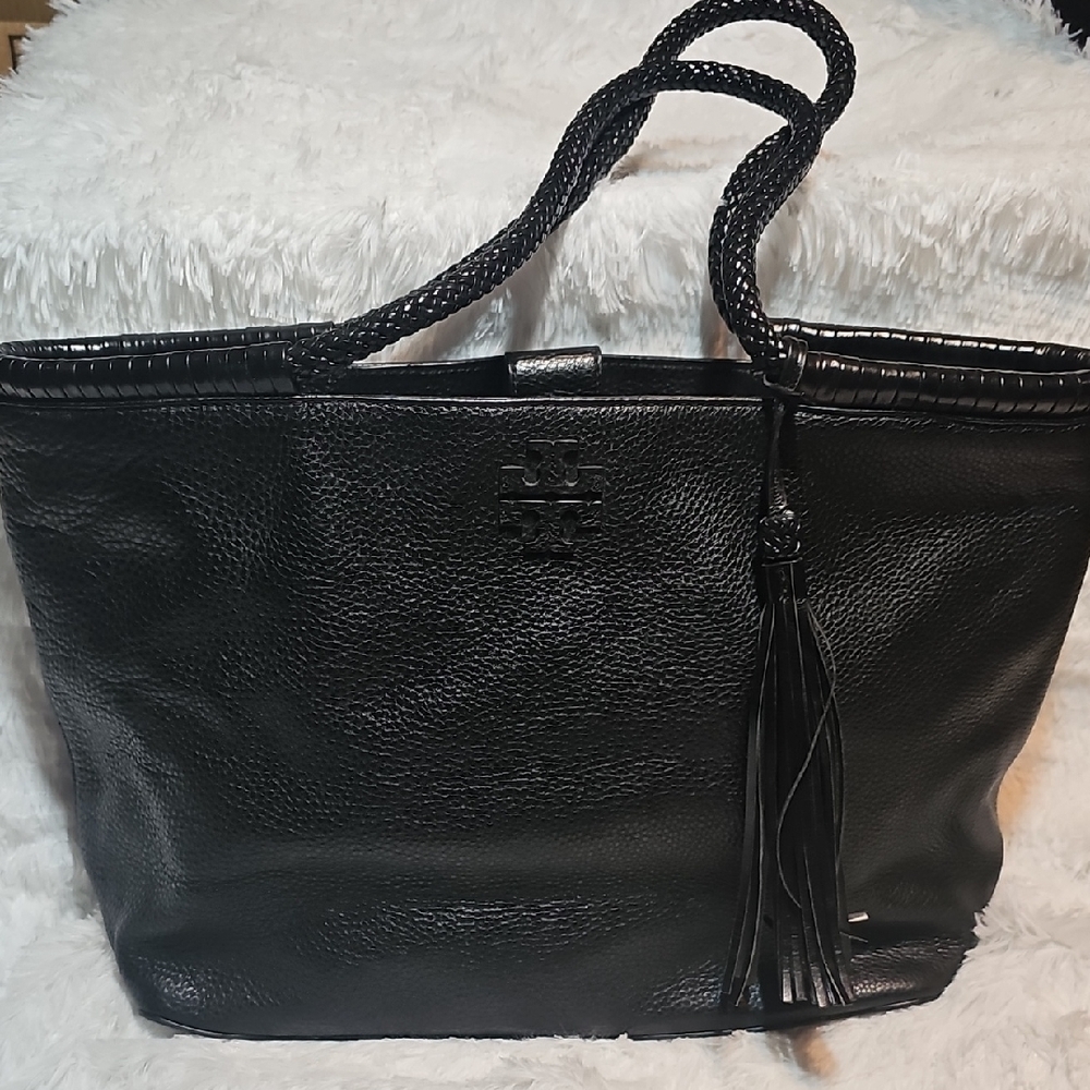 Tory Burch Black Leather Tote Bag